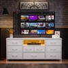 9 Drawer Dresser 55” Long TV Stand for Bedroom Entertainment Center with Power Outlet LED Light for 55"-65" TV Dresser with Fabric Storage White - 2 of 4