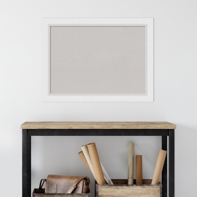 Blanco White and Grey Cork Bulletin Board with Geometric Frame