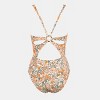Women's Textured Floral Cutout Plunge Neck O-Ring Back One Piece Swimsuit -Cupshe - 2 of 4