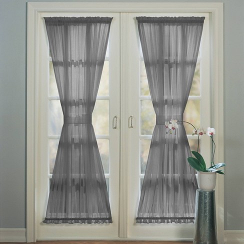 Emily Extra Wide Sheer Voile Patio Door Curtain Panel Charcoal 59