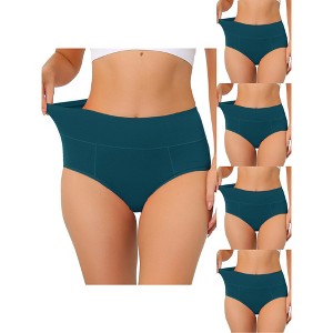 Allegra K Women's Plus Size High Waist Available in Tummy Control 5 Packs Briefs - 1 of 4