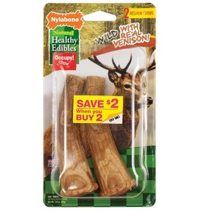 Nylabone Healthy Edibles Edible Antler Real Venison Flavor Dog Chew Treat - 1 of 4