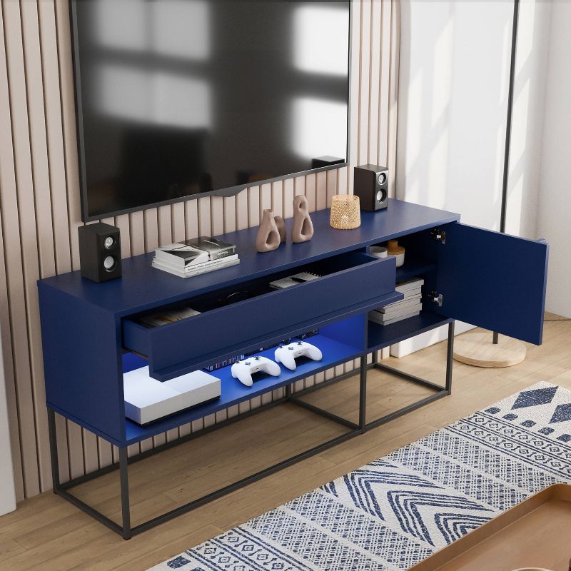24/7 Shop At Home Tidehigh Modern 1 Drawer TV Stand for TVs up to 65 with Led Lights", 3 of 18
