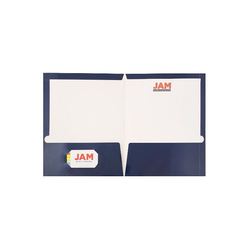 JAM Paper Laminated Glossy 2 Pocket Presentation Folders Navy Blue 100/Box 5042523B, 3 of 6