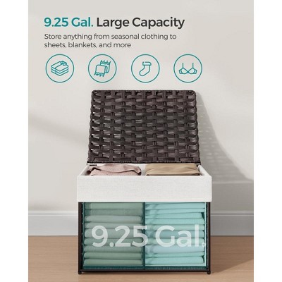 Brown Woven Storage Basket with Lid and Removable Liner