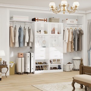 Aheaplus Set of Two 80"-120"W Closet System With Door And Wooden Drawers - 1 of 4