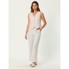 INSPIRE CHIC Women's Linen Sleeveless Button Down V Neck Waistcoat Vest - 3 of 4