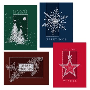 Masterpiece Studios Foil 12-Count Boxed Assorted Holiday Cards, 3 each of 4 Different Designs, Holiday Icon Foil Set, 6.25" x 4.62" - 1 of 1