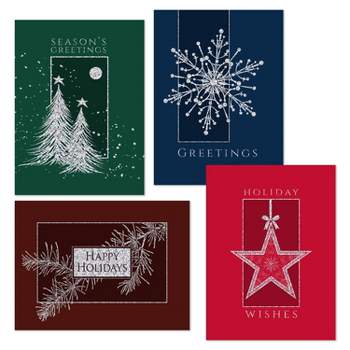 Masterpiece Studios Foil 12-Count Boxed Assorted Holiday Cards, 3 each of 4 Different Designs, Holiday Icon Foil Set, 6.25" x 4.62"