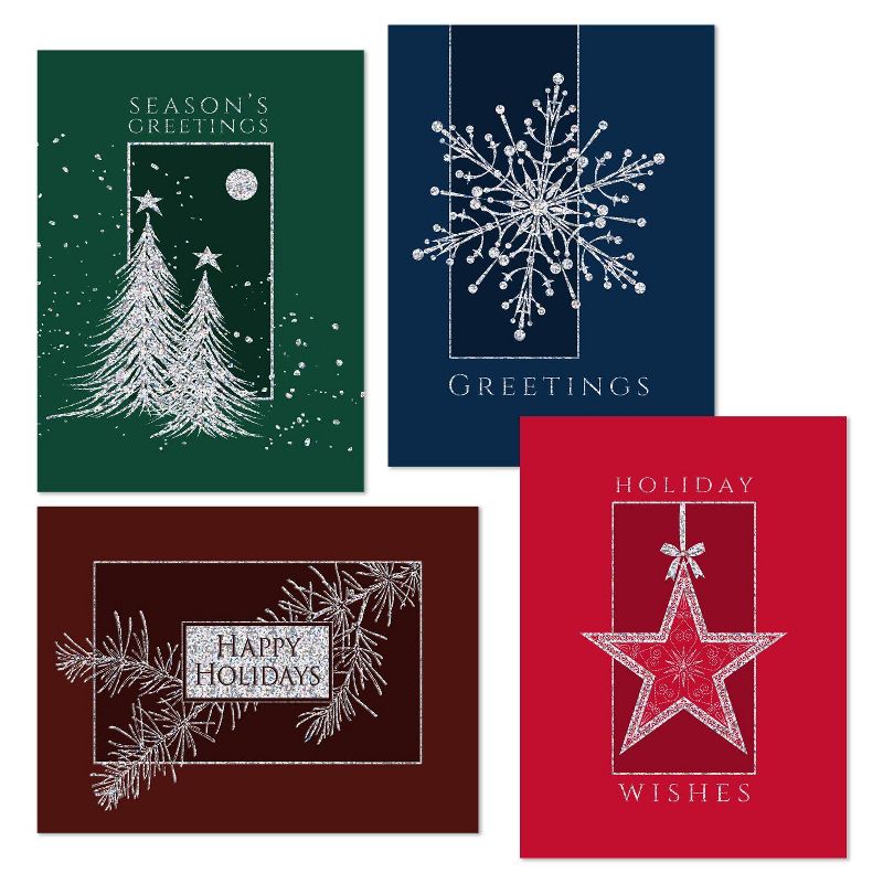 Masterpiece Studios Foil 12-Count Boxed Assorted Holiday Cards, 3 each of 4 Different Designs, Holiday Icon Foil Set, 6.25" x 4.62", 1 of 2