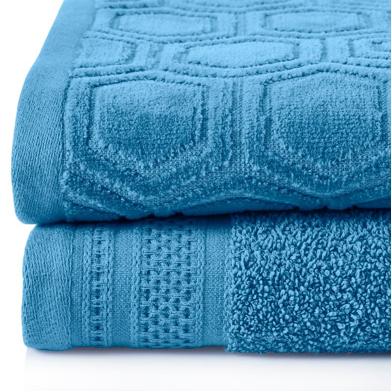 Modern Combed Cotton Honeycomb Jacquard and Solid Plush Towel Set by Blue Nile Mills, 3 of 7