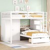 TIRAMISUBEST Full Over Twin L-Shaped Bunk Bed with Wardrobe and 5 Storage Drawers, Wooden Bunk Bedframe with Steps and Guardrails - 3 of 4