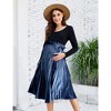 Maternity Skirts Velvet High Elastic Waisted A Line Pleated Ruffle Casual Flowy Swing Holiday Skirt with Belt - 2 of 4