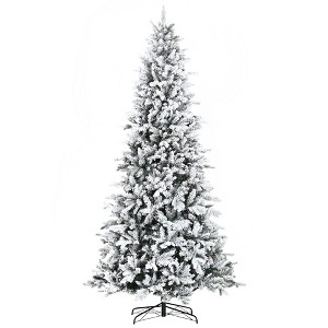TopComfy Christmas Tree Stand 9 Foot Pine Snow Flocked Tree with Cedar Branches for Holiday Decor, Green, 51.3"*51.3"*106.3" - 1 of 4