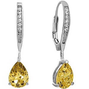 Guili Sterling Silver Cubic Zirconia Pear-Shape Dangling Earrings, A Sparkling and Elegant Collection to Complete and Elevate Your Jewelry Look - 1 of 4