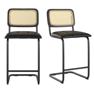 FURNIinspire Dining Chair, Height Bar Stools Set of 2, Armless Bar Chairs for Kitchen Island, Black, 18.9"*17.7"*39.4" - 1 of 4