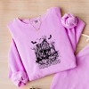 Simply Sage Market Haunted House Pumpkins And Bats Lightweight Garment Dyed Sweatshirt - 3 of 4