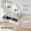 33.9" Makeup Vanity Desk with Mirror and Lights, Vanity Table with 2 Drawers & Open Shelf, Dressing Table with Charging Station for Bedroom Silver - 2 of 4
