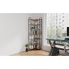 TOAOTBNBO Industrial Straight Bookshelves, L Shaped Open Bookcase with Anti-tilt Design Library Tall Decorative Shelves for Home, Brown - 2 of 4