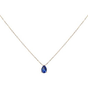 Unique Bargains Women's Birthstone Cubic Zirconia 18K Gold Plated Teardrop Necklace 17.7" - 1 of 4