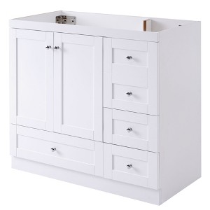 NicBex 35" Bathroom Storage Cabinet without Sink, Bathroom Vanity, 4 Spacious Drawers and 1 Cabinet for Bathroom, White - 1 of 4