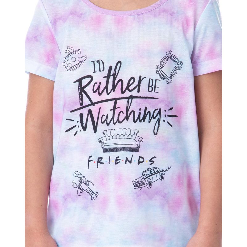 Friends TV Show Logo Girls' Rather Be Watching Sleep Jogger Pajama Set Multicolored, 2 of 5