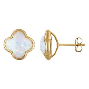 Designs By Gioelli 10K Gold Gemstone Clover Stud Earrings - 1 of 2