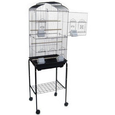 YML 6804 3/8 inches Bar Spacing Tall Shall Top Bird Cage with Stand 18 inches x 14 inches /Small Black