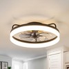 Airsurfer 20" Ceiling Fan with Color-Changing LED Light, Black with Blue-Gray Blades, 7-Blade Fandelier, Remote Included - 2 of 4
