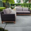 Courtyard Casual Maywood with Teak Sectional Loveseats  Includes One Left and One Right Loveseat  Grade A Vietnam Olefin Fabric - 2 of 2