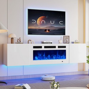 Aoxun 70" Floating Fireplace TV Stand with 36" Electric Fireplace, Wall Mounted Fireplace Entertainment Center with Storage - 1 of 4
