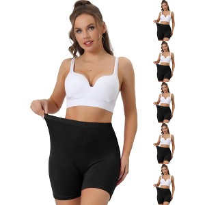 INSPIRE CHIC Women's Mid-Thigh Boxer Full Coverage Soft Stretch Boxer Briefs 6 Packs - 1 of 4