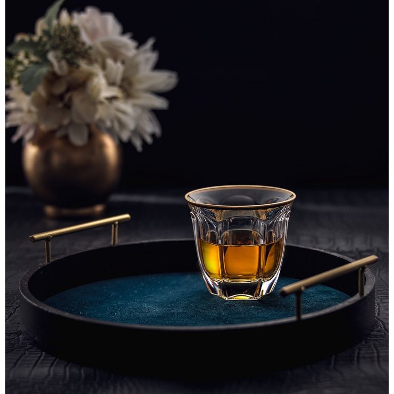 JoyJolt Windsor Crystal Double Old Fashion Glass - Set of 2 Whiskey Tumbler Glass Set with Gold Rim - 7.4 oz, 4 of 8