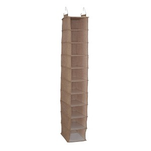 Household Essentials 10 Shelf Hanging Closet Organizer Linen - 1 of 4