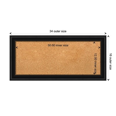 Manhattan Black Framed Natural Cork Bulletin Board 34x16
