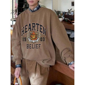 TIME HOLLOW Letter Print Pullover Hoodie Sweatshirt - Cozy Autumn Essential - 1 of 3