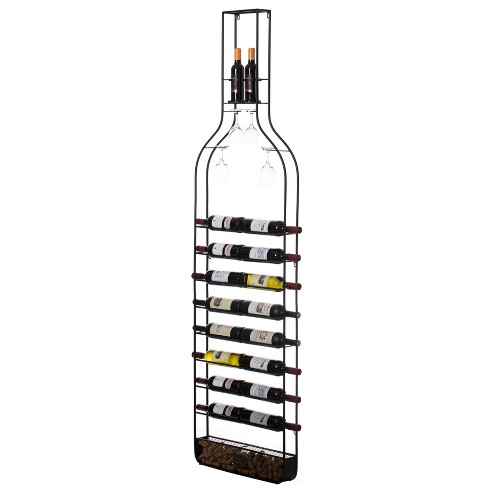 VintiquewiseBig Vintage Decorative Metal Bottle Shaped Wine Bottle Holder for Living Room Dining or Entryway