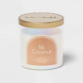 2-Wick Glass Jar 15oz Candle with Iridescent Sleeve Tiki Coconut - Opalhouse™