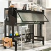 Racxily 83cm Countertop Dish Storage Drain Rack with Cabinet Door, Kitchen Sink Dish Rack, Kitchen Drainer Tableware Organizer Set - 4 of 4