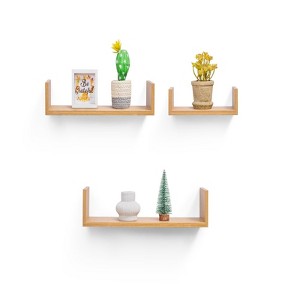 FONTOI 14" Floating Shelves, Wall Mounted Shelves for Bathroom, Living Room, Kitchen, Hanging Shelf for Books/Decor, Golden, 3.94"*2.76"*13.98" - 1 of 4