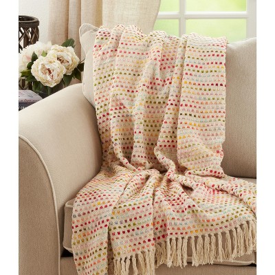 Blue Confetti Tasseled 50" x 60" Woven Throw Blanket