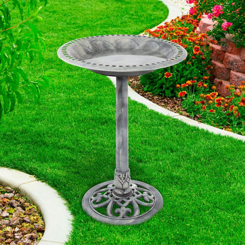 Nature Spring Outdoor Antique Bird Bath - Weather-Resistant Polyresin Basin for Yard and Patio Decor, 2 of 6