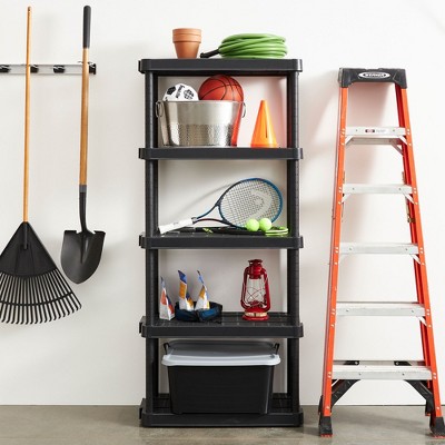 Gracious Living 5 Shelf Adjustable Ventilated Medium Duty Shelving Unit 14 x 32 x 72" Organizer System for Home, Garage, Basement, and Laundry, Black
