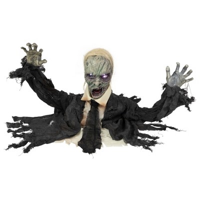 Northlight Lighted and Animated Groundbreaking Zombie Halloween Decoration - 19" - White Lights