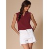 INSPIRE CHIC Women's Summer Sleeveless V Neck Turndown Collar Polo Casual Blouse - 3 of 4