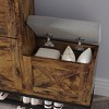Shoe Cabinet with 2 Flip Drawers, Hidden Wood Narrow Shoe Cabinet with Shoe Bench & 2 Hooks for Entryway Hallway, Living Room - 3 of 4