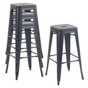 YOUNIKE Set of 4 Metal Bar Stools Backless Stackable Indoor-Outdoor Use Industrial Counter Height Bar Chairs - 1 of 4