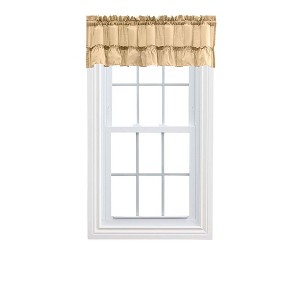 Ellis Stacey Solid Color Window 1.5" Rod Pocket High Quality Fabric Ruffled Filler Valance 54"x13" Almond - 1 of 4