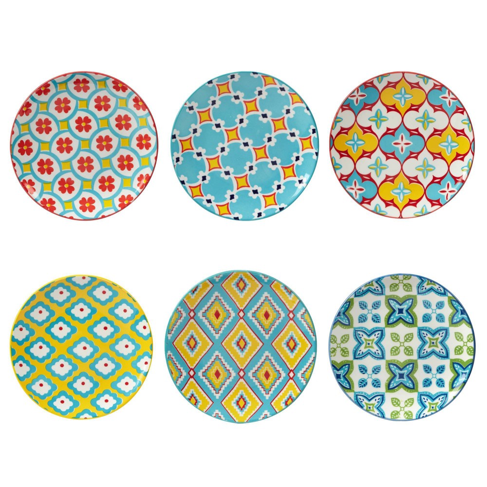 Photos - Other kitchen utensils Certified International Set of 6 Damask Floral Assorted Canape Plates  