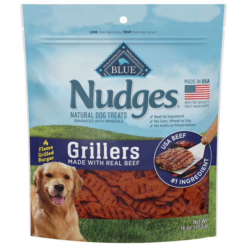 Blue Buffalo Nudges Grillers Natural Dog Treats with Beef - 16oz, 1 of 8